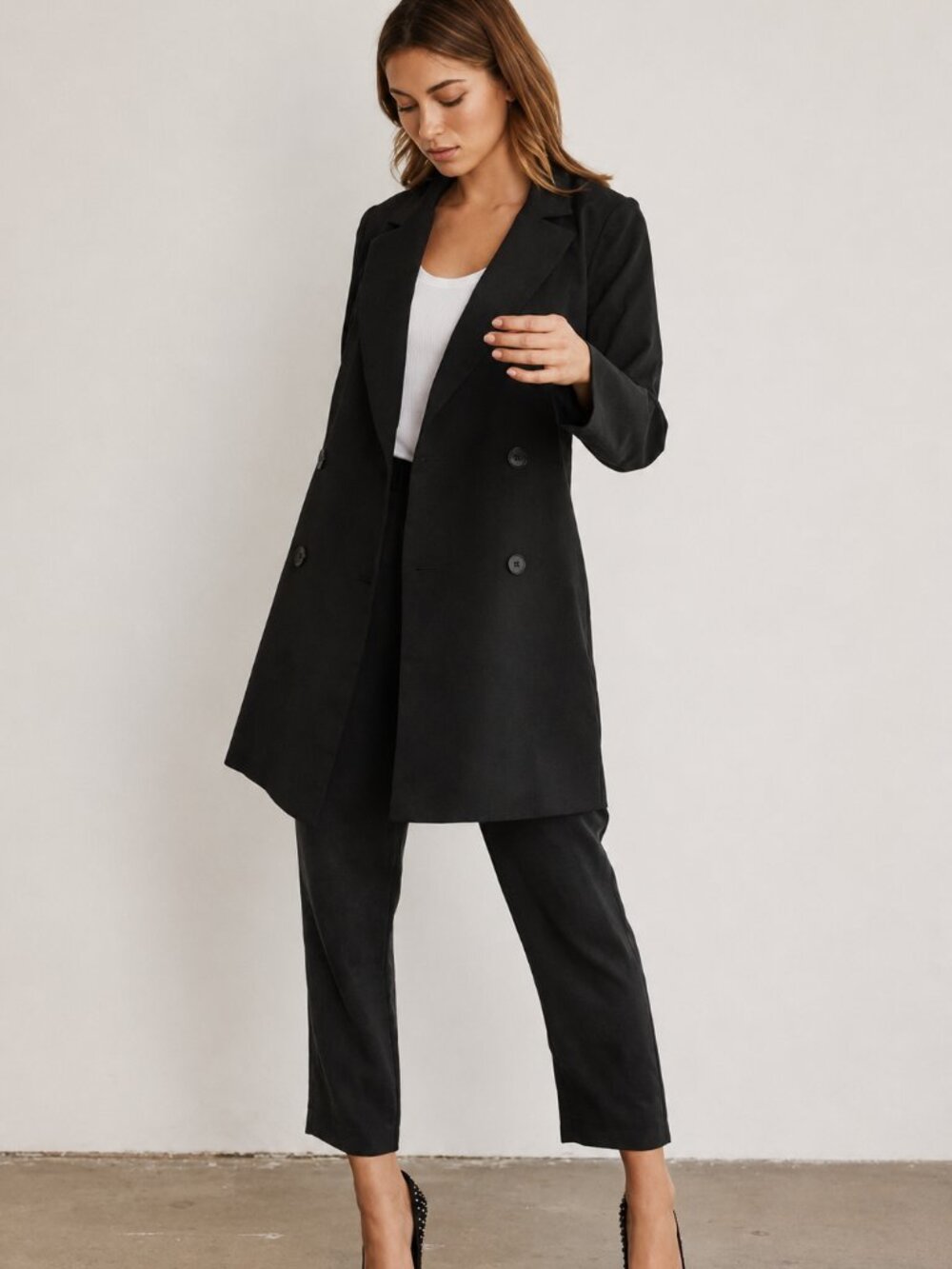VETTA The Blazer Dress Black Lapel Jacket Overcoat Medium